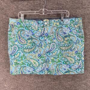 G.H. Bass & Co. Skirt Women 16 Blue Paisley Mini Short Pockets Mid Rise Cotton